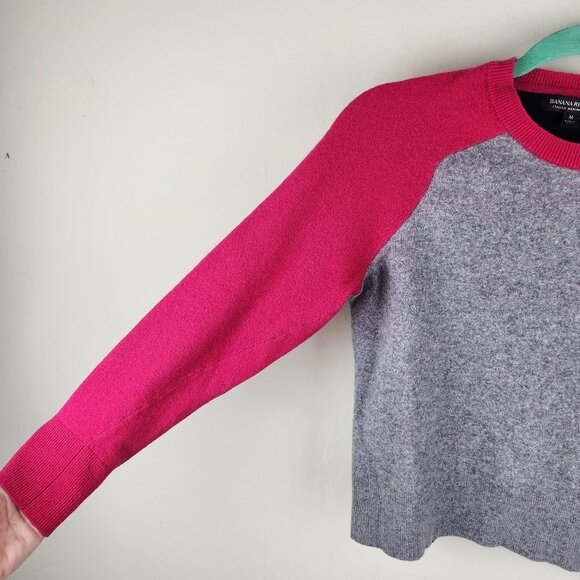 Banana Republic Italian Wool Blend Colorblock Raglan Sleeve Sweater M *shrunk?* - Picture 4 of 7
